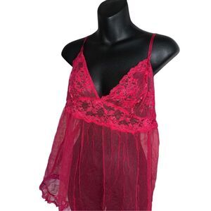 Beautiful Vintage VTG 90's Y2K Victoria’s Secret red baby doll Nightgown Sleep S